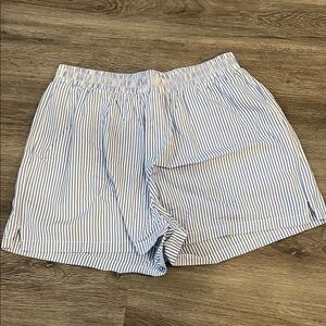 Blue and White Striped Shorts